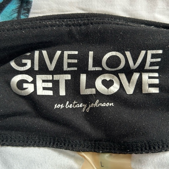 Betsey Johnson Blue and Black Palm Leggings Sz L - Picture 3 of 6